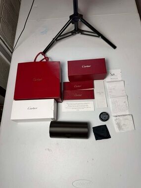 Authentic Cartier Glasses Packaging Set Large Box Case Cloth Certificate